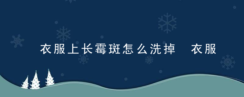 衣服上长霉斑怎么洗掉 衣服上长霉斑如何清洗